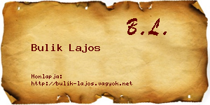 Bulik Lajos névjegykártya